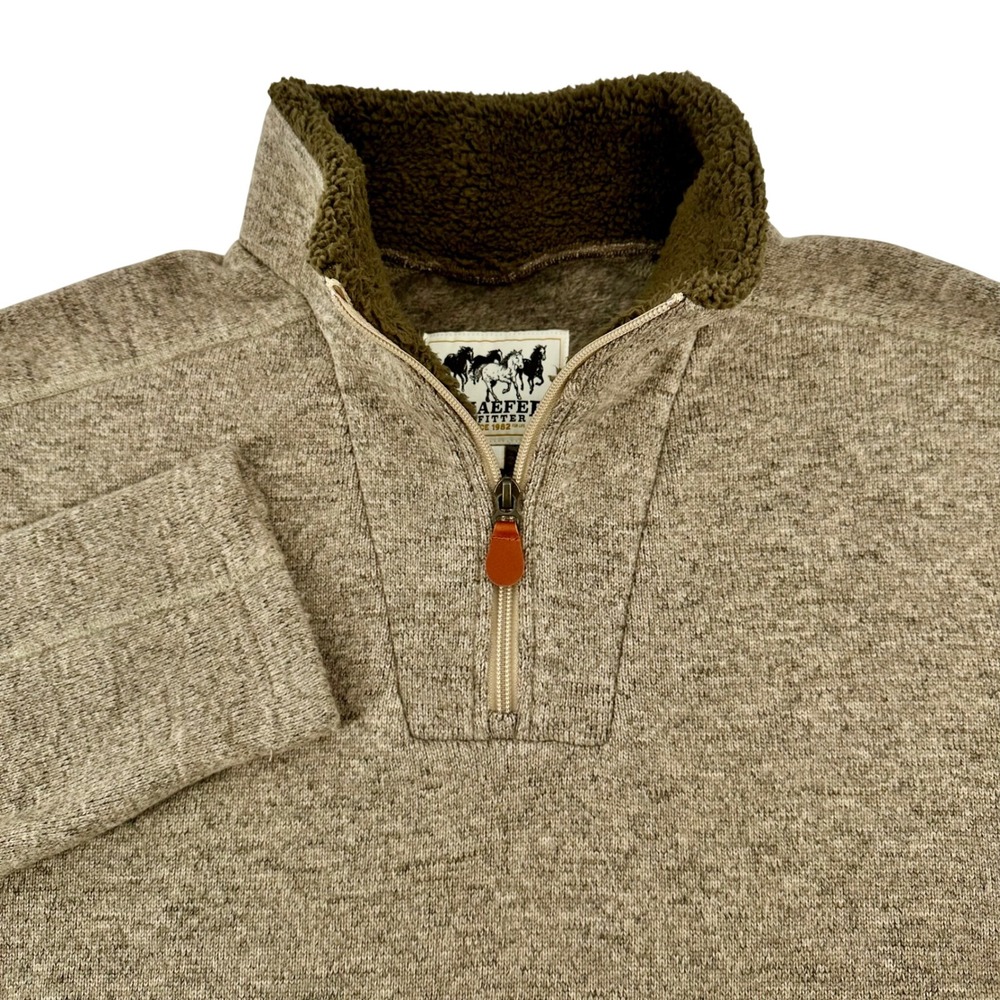 Schaefer Outfitter Mens Small Taupe Heather Sherpa Lined Quarter Zip Pullover
